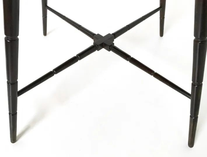 Pamono Vintage Ebonized Beech Game Table with Red Fabric from Chiavari, 1950s Sale