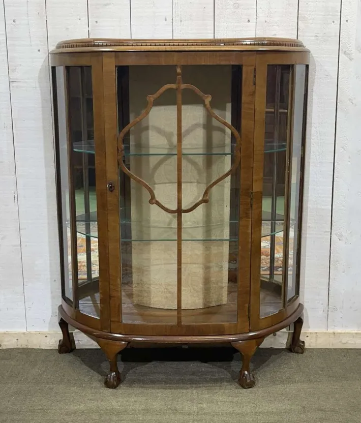 Pamono Vintage English Display Cabinet in Walnut, 1950s New