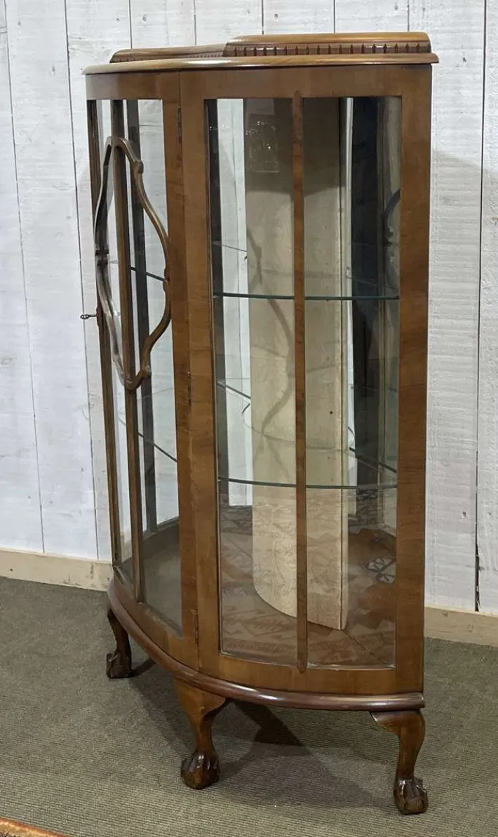 Pamono Vintage English Display Cabinet in Walnut, 1950s New