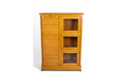Pamono Vintage English Filing Cabinet with Roll-Top and Glass Cabinets Hot