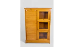 Pamono Vintage English Filing Cabinet with Roll-Top and Glass Cabinets Hot