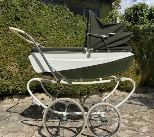 Pamono Vintage English Freeway Coachbuilt Baby Pram in Dark Green & White, 1960s Discount
