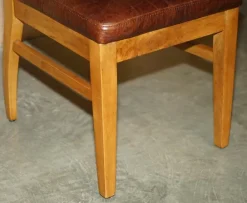 Pamono Vintage English Oak and Heritage Brown Leather Dining Chairs, Set of 6