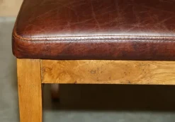 Pamono Vintage English Oak and Heritage Brown Leather Dining Chairs, Set of 6