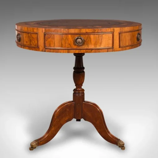 Pamono Vintage English Walnut and Leather Rotary Centre Table, 1970 Sale