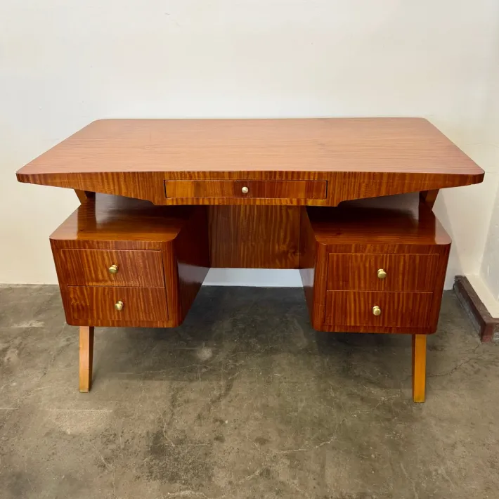 Pamono Vintage Exotic Wood Desk, 1950s Hot