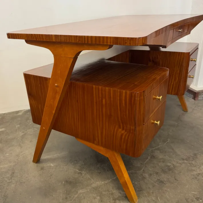 Pamono Vintage Exotic Wood Desk, 1950s Hot