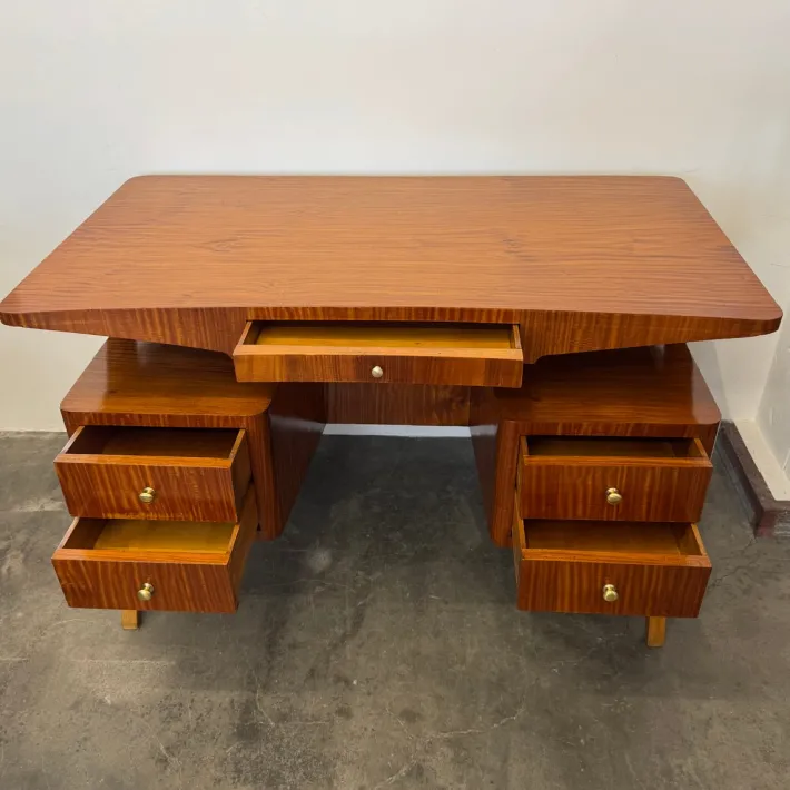 Pamono Vintage Exotic Wood Desk, 1950s Hot