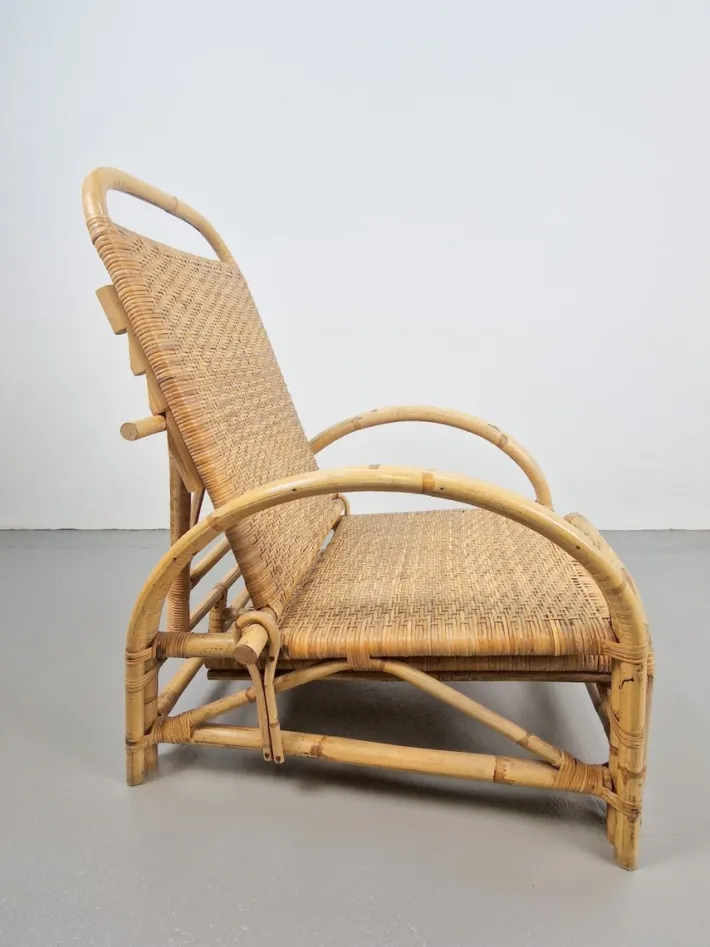 Pamono Vintage Extendable Deck Chair in Rattan, 1960 Clearance