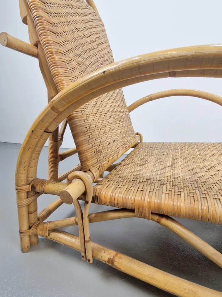 Pamono Vintage Extendable Deck Chair in Rattan, 1960 Clearance