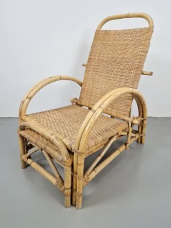 Pamono Vintage Extendable Deck Chair in Rattan, 1960 Clearance