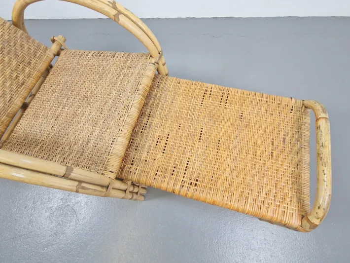 Pamono Vintage Extendable Deck Chair in Rattan, 1960 Clearance