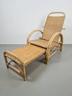 Pamono Vintage Extendable Deck Chair in Rattan, 1960 Clearance