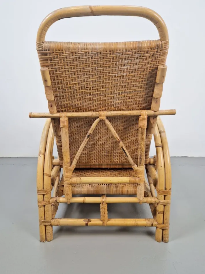 Pamono Vintage Extendable Deck Chair in Rattan, 1960 Clearance