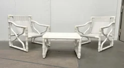 Pamono Vintage Faux Bamboo Lounge Chairs and Table from Kettal, Spain, 1980s, Set of 3 Best