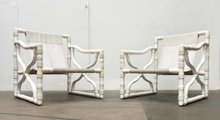 Pamono Vintage Faux Bamboo Lounge Chairs and Table from Kettal, Spain, 1980s, Set of 3 Best