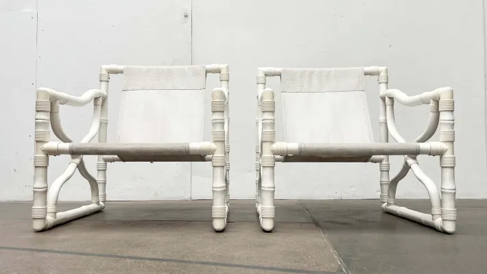 Pamono Vintage Faux Bamboo Lounge Chairs and Table from Kettal, Spain, 1980s, Set of 3 Best