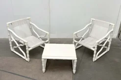 Pamono Vintage Faux Bamboo Lounge Chairs and Table from Kettal, Spain, 1980s, Set of 3 Best