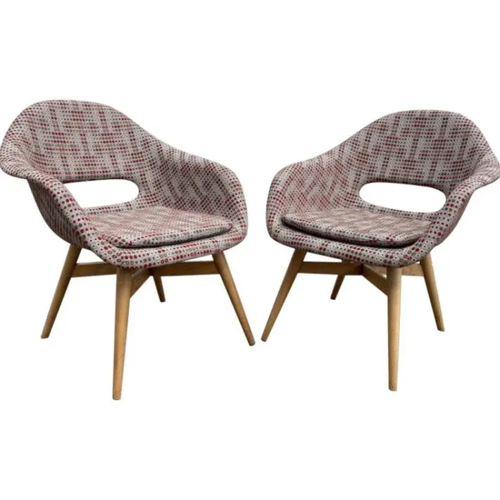 Pamono Vintage Fiberglass Armchairs attributed to Miroslav Navrátil, 1960s, Set of 2 New