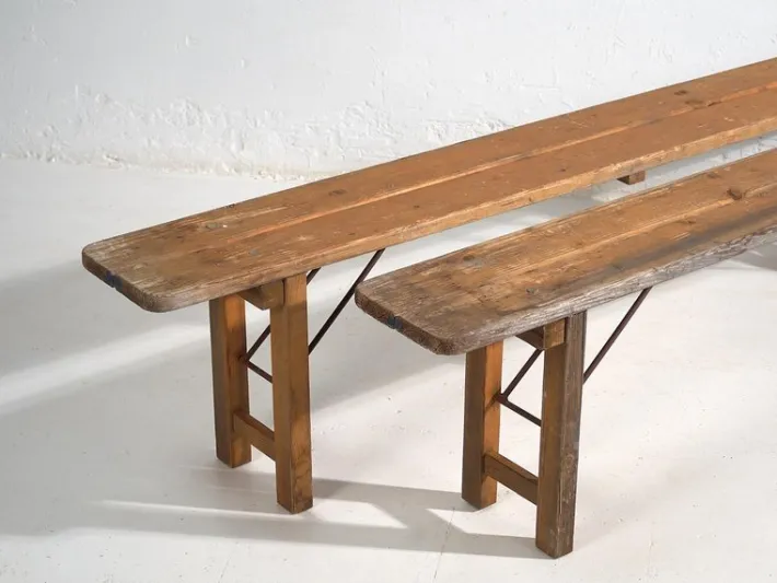 Pamono Vintage Folding Benches in Pine, 1950