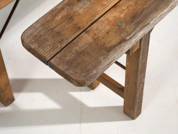 Pamono Vintage Folding Benches in Pine, 1950