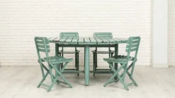 Pamono Vintage Folding Garden Set in Blue Painted Wood, 1970s, Set of 5 Sale