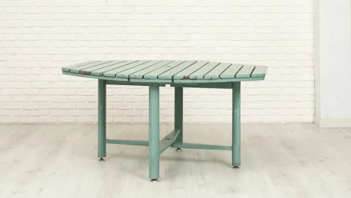 Pamono Vintage Folding Garden Set in Blue Painted Wood, 1970s, Set of 5 Sale