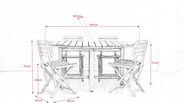 Pamono Vintage Folding Garden Set in Blue Painted Wood, 1970s, Set of 5 Sale