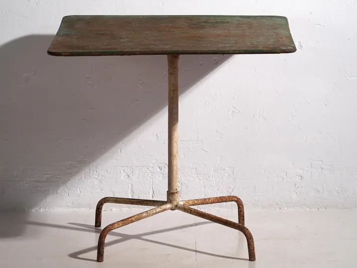 Pamono Vintage Folding Garden Table with Green Patina, 1920