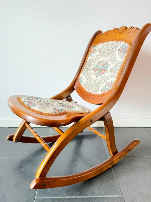 Pamono Vintage Folding Rocking Chair with Gobelin, 1950s New