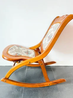 Pamono Vintage Folding Rocking Chair with Gobelin, 1950s New