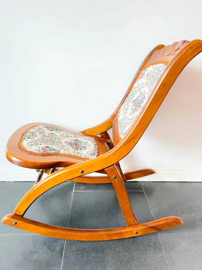 Pamono Vintage Folding Rocking Chair with Gobelin, 1950s New