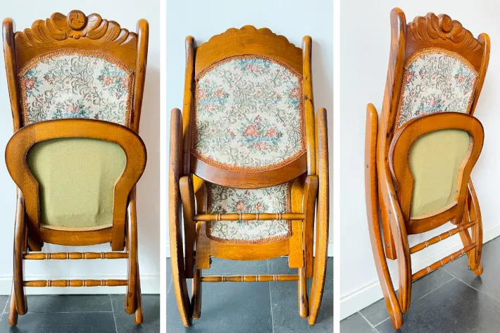 Pamono Vintage Folding Rocking Chair with Gobelin, 1950s New