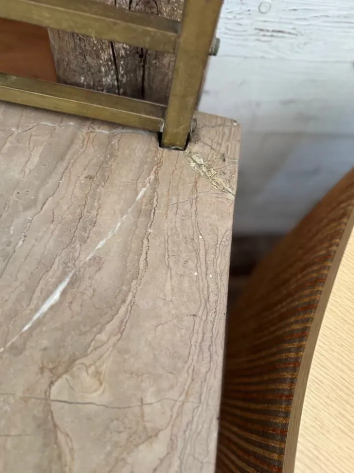 Pamono Vintage French Art Deco Vanity Table in Brass and Marble, 1940s Hot
