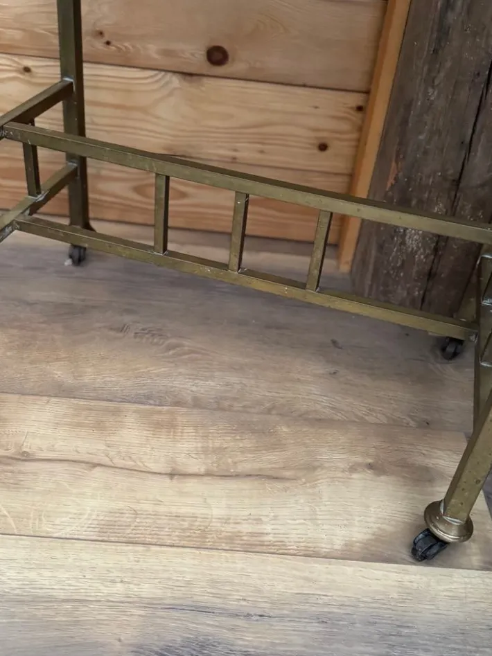 Pamono Vintage French Art Deco Vanity Table in Brass and Marble, 1940s Hot