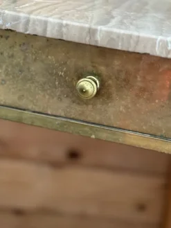 Pamono Vintage French Art Deco Vanity Table in Brass and Marble, 1940s Hot