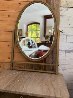 Pamono Vintage French Art Deco Vanity Table in Brass and Marble, 1940s Hot