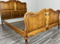 Pamono Vintage French Bed Frame in Oak