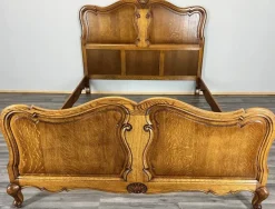 Pamono Vintage French Bed Frame in Oak