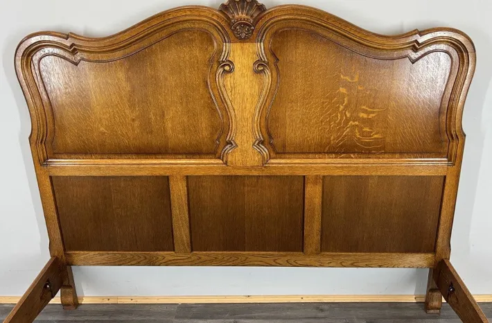 Pamono Vintage French Bed Frame in Oak