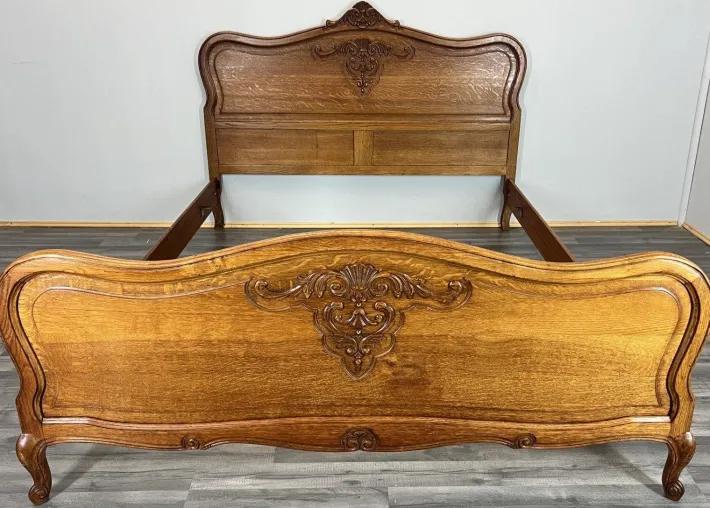 Pamono Vintage French Bed Frame in Oak Outlet