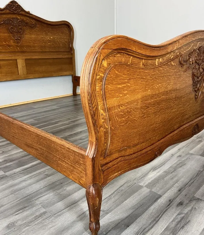 Pamono Vintage French Bed Frame in Oak Outlet