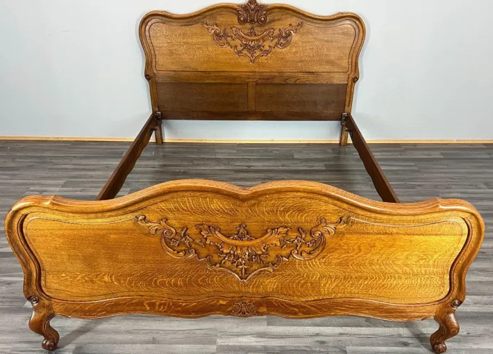Pamono Vintage French Bed Frame in Oak New