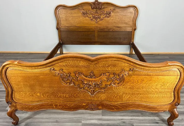 Pamono Vintage French Bed Frame in Oak New