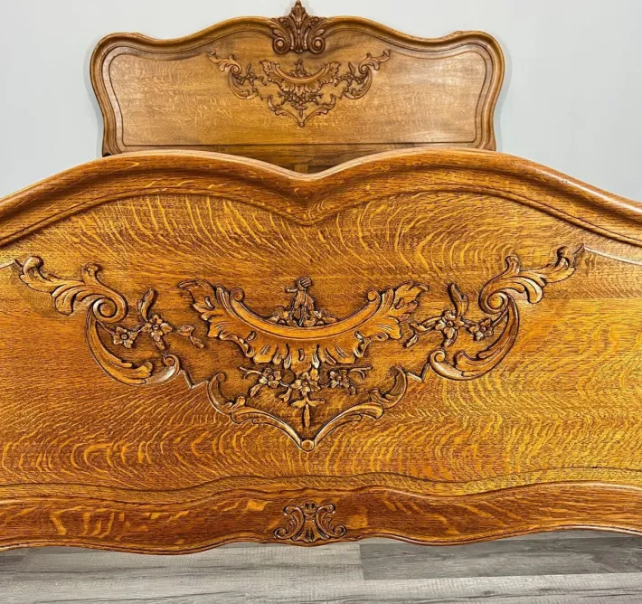 Pamono Vintage French Bed Frame in Oak New