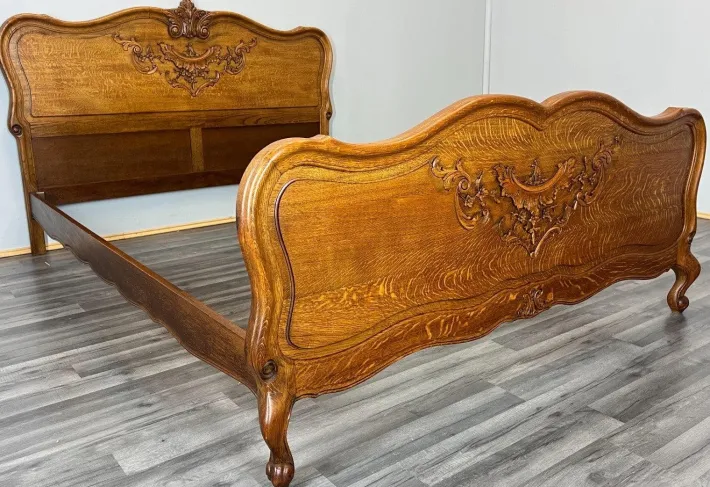 Pamono Vintage French Bed Frame in Oak New