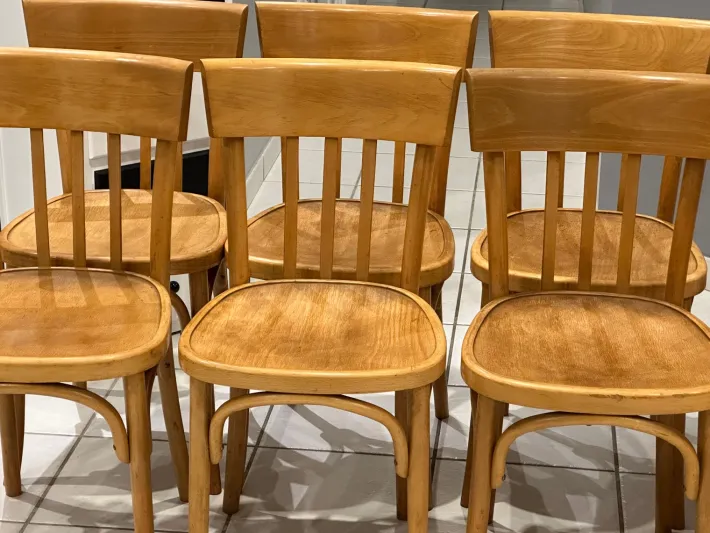 Pamono Vintage French Bistro Chairs, 1960s, Set of 8 New