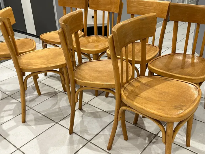 Pamono Vintage French Bistro Chairs, 1960s, Set of 8 New