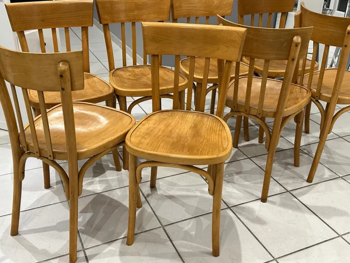 Pamono Vintage French Bistro Chairs, 1960s, Set of 8 New