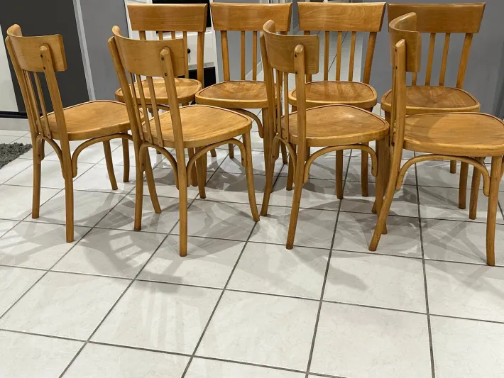 Pamono Vintage French Bistro Chairs, 1960s, Set of 8 New